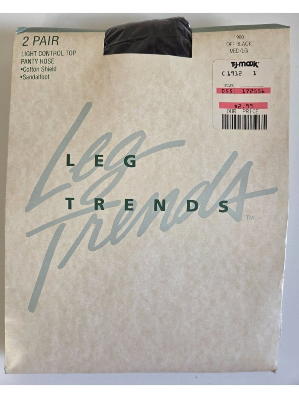 Vtg Leg Trends 2 Pair Off Black Light Control Top Pantyhose Med/Lg Sandalfoot
